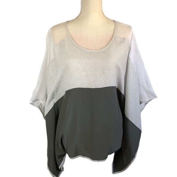Lafayette 148 New York 100% Silk Poncho Style Pullover Tunic Top Size Medium NWT - Picture 1 of 12